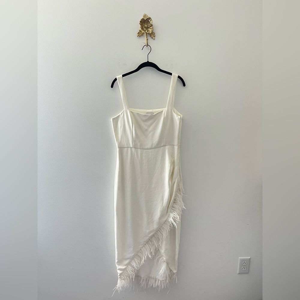 Saylor Caylin White Feathered Dress L